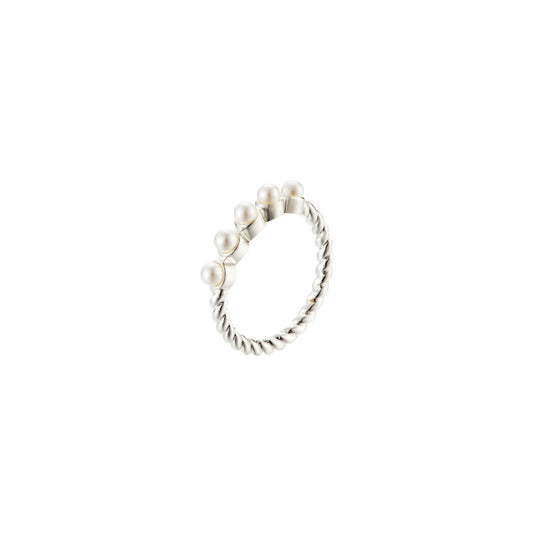 Adorned Pearl Stacking Ring, Silver - Southern Belle Boutique