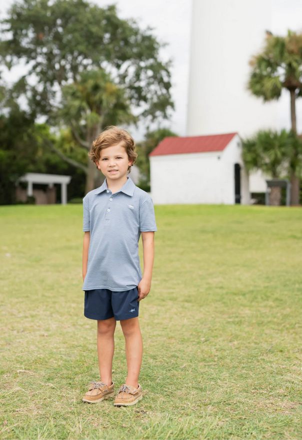 Blue/White Stripe Banks Polo