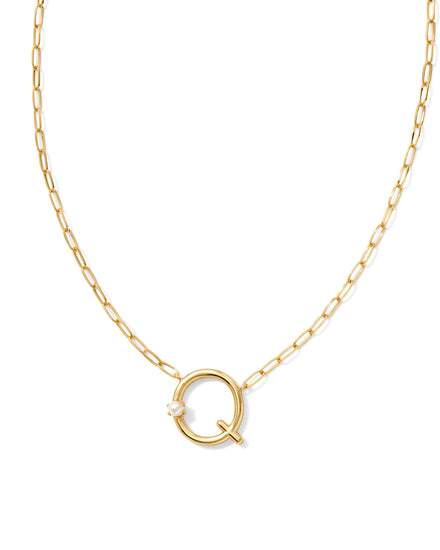 Pearl Initial Q Short Pendant Necklace - Gold - Southern Belle Boutique