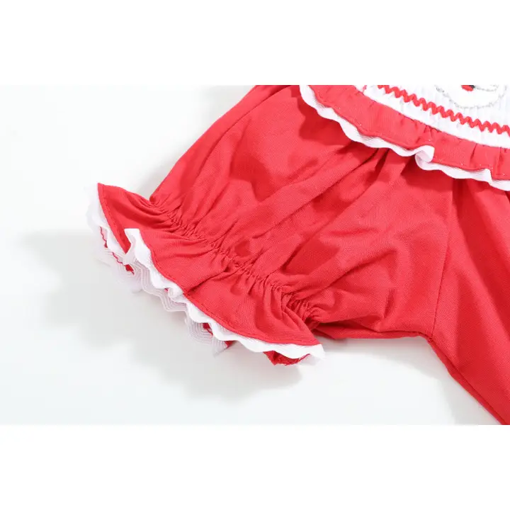 Red Santa Smocked Ruffle Romper