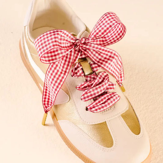 Step It Up Shoelaces - Gingham Red - Southern Belle Boutique