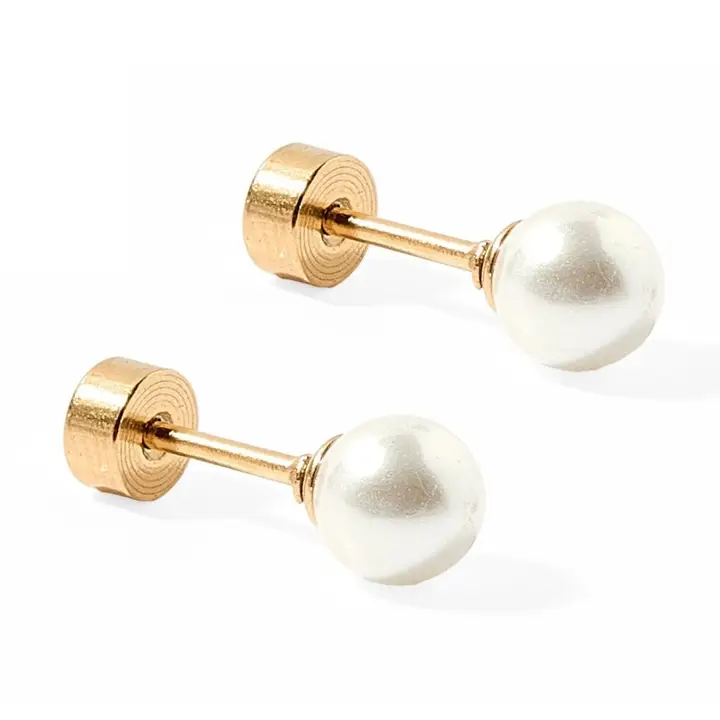 Screwback Stud Earrings - Payton Pearl White 5mm - Southern Belle Boutique