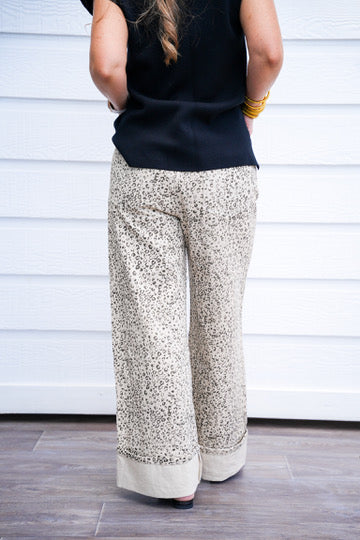Leopard Straight Leg Cuffed Jeans