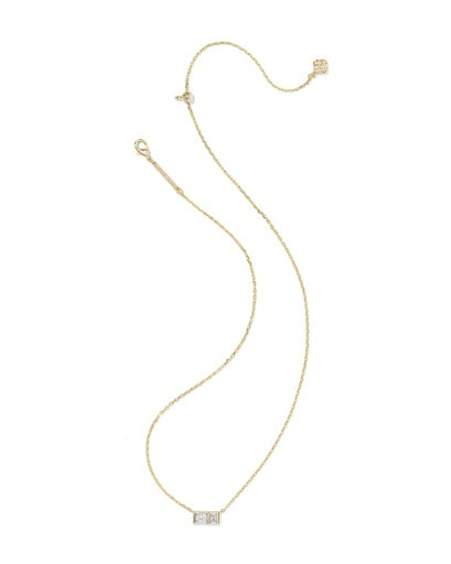 Jamie Short Pendant Necklace Gold White Cz