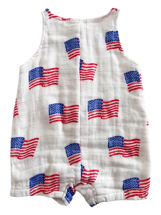American Flag Muslin Shortie Romper - Southern Belle Boutique