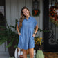 Denim Button Down Shirt Dress - Med Wash