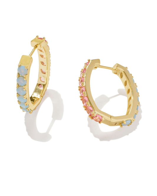 Chandler Hoop Earrings Gold Pink Blue Mix - Southern Belle Boutique