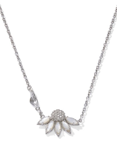 Anya Flower Short Pendant Necklace - Silver Ivory Mix - Southern Belle Boutique