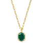 Daphne Pave Frame Short Pendant Necklace - Gold Green Malachite