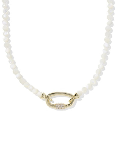 Emery Beaded Strand Necklace - Gold Ivory Mother Of Pearl