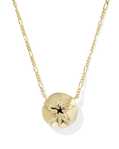 Sand Dollar Short Pendant Necklace Gold Natural Mother Of Pearl - Southern Belle Boutique