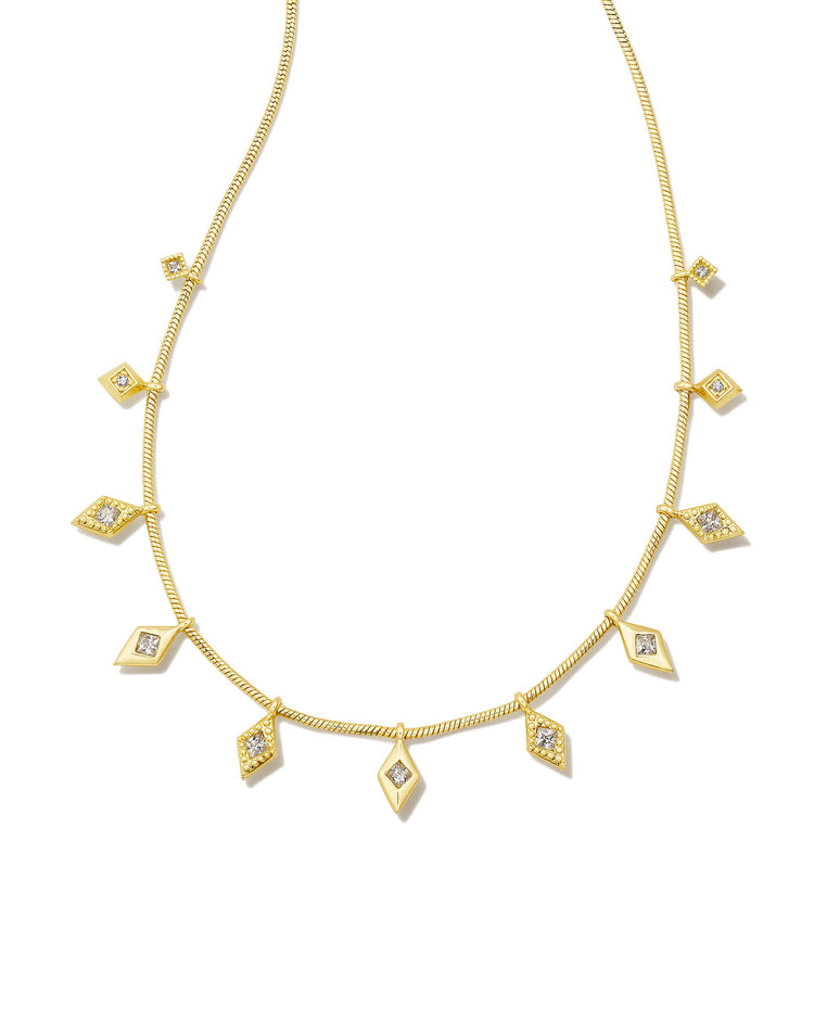 Kinsley Strand Necklace Gold White Cz - Southern Belle Boutique