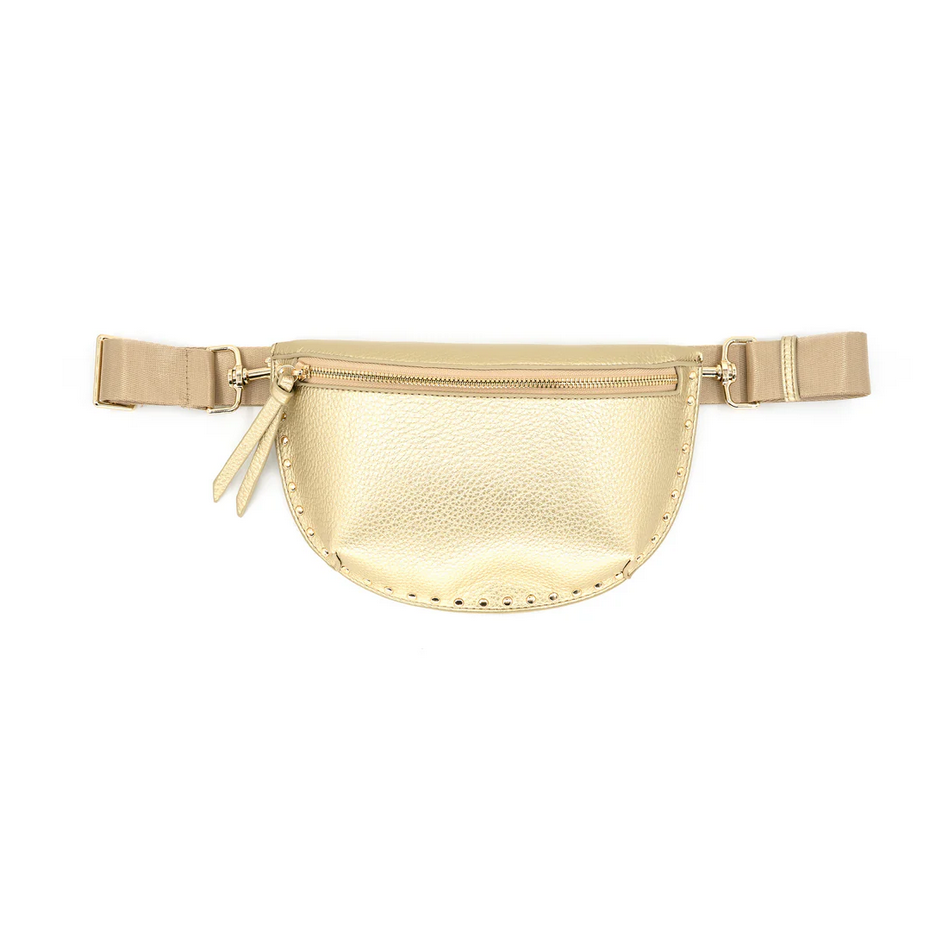 Gold Leather Fanny Pack with Studs 2784 - Southern Belle Boutique