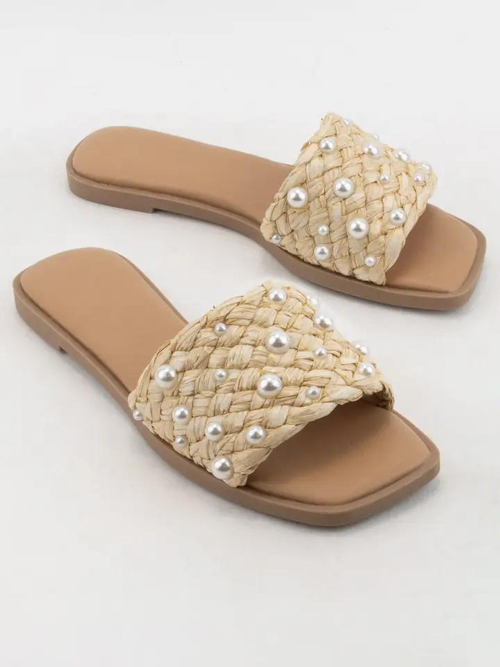 Engine Pearl Raffia Slide Sandal