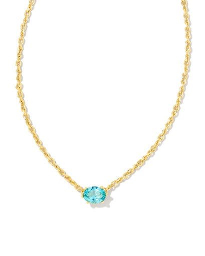 Cailin Crystal Pendant Necklace Gold Aqua Crystal - Southern Belle Boutique