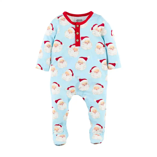 Blue Vintage Santa Baby Sleeper - Southern Belle Boutique