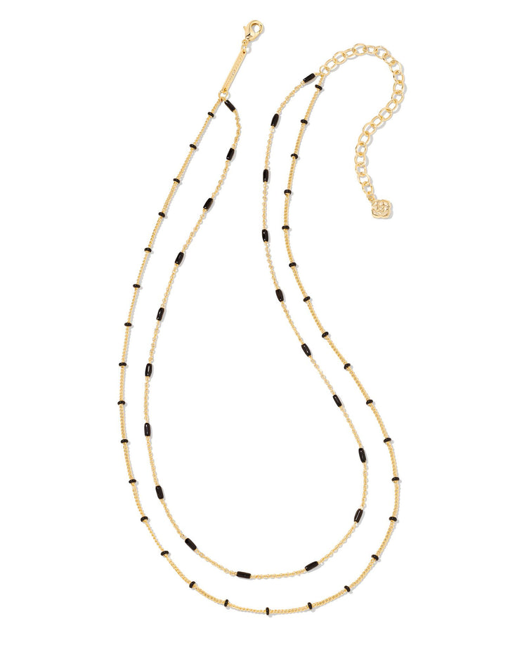 Dottie Multi Strand Necklace Gold Black - Southern Belle Boutique