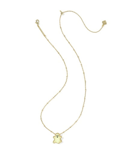 Ghost Short Pendant Necklace - Gold White Glow In The Dark Glass - Southern Belle Boutique