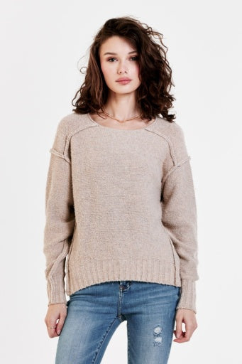 Jenna Raw Seam Sweater - Star Dust - Southern Belle Boutique