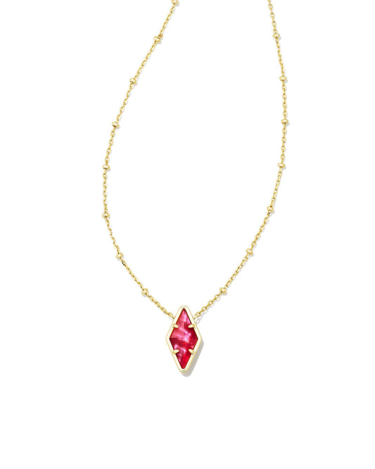 Kinsley Short Pendant Necklace Gold Raspberry Illusion - Southern Belle Boutique