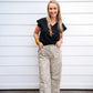 Leopard Straight Leg Cuffed Jeans