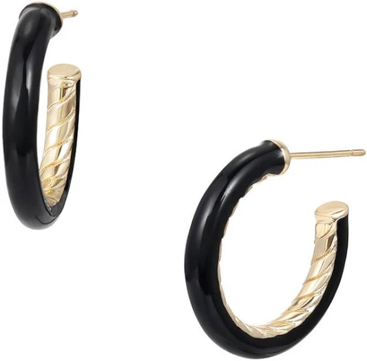 Eclipse Hoop Earrings - Black Gold