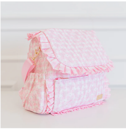 Ruffled Nylon Diaper Bag - Pink Floral - Southern Belle Boutique