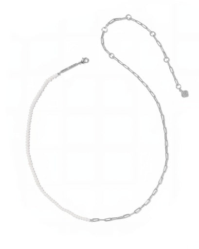 Markie Half Chain Necklace - Silver Freshwater Cultured Pearl - Southern Belle Boutique