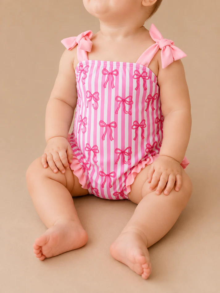 Pink Striped Coquette Swimsuit - Southern Belle Boutique