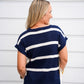 Navy Striped Bow Sweater