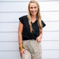 Leopard Straight Leg Cuffed Jeans
