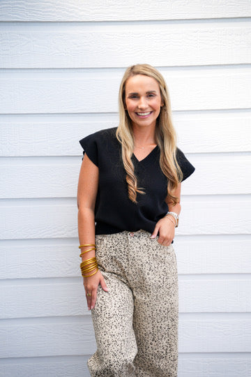 Leopard Straight Leg Cuffed Jeans