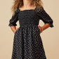 Black Floral Smocked Dress