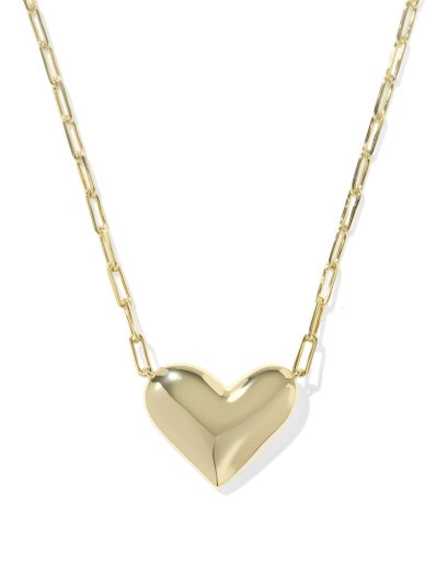 Ari Heart Statement Short Pendant Necklace - Gold Ivory Mother Of Pearl