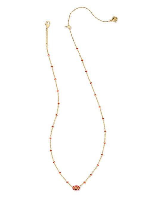 Mini Elisa Enamel Frame Short Pendant Necklace Gold Variegated Orange Magnesite - Southern Belle Boutique
