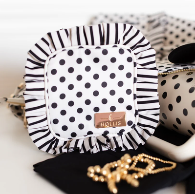 Ruffled Nylon Tech Organizer - Polka Striped - Southern Belle Boutique
