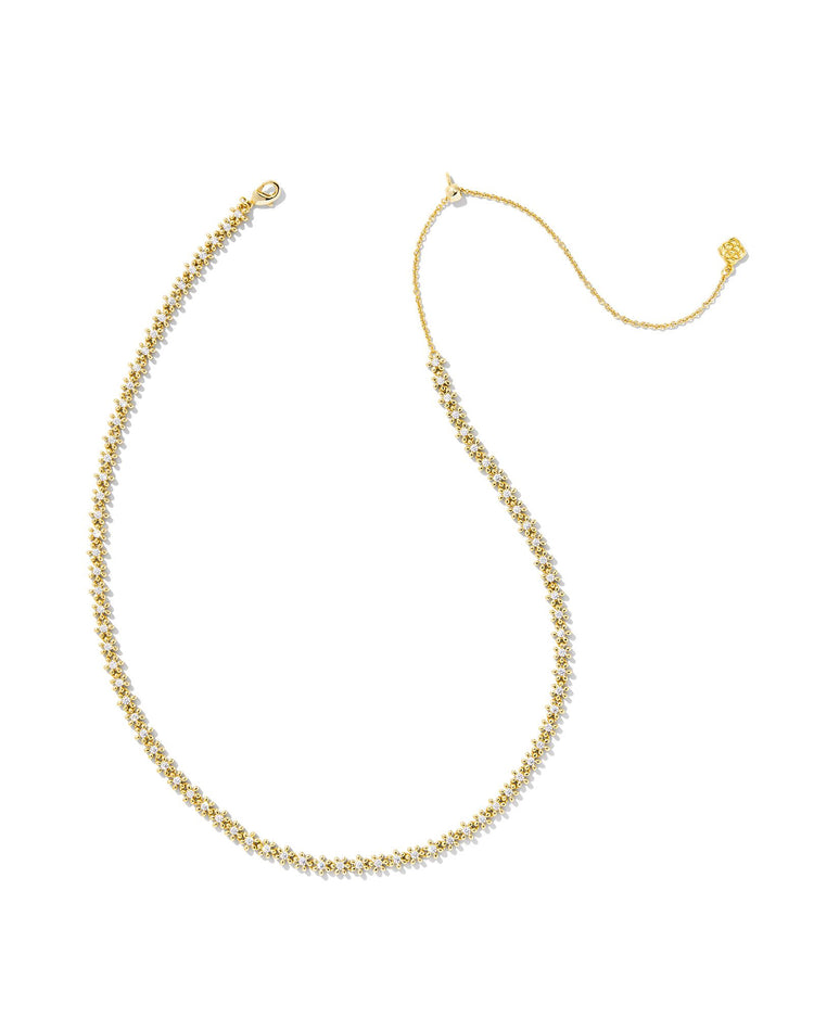 Nydia Strand Necklace Gold White Crystal