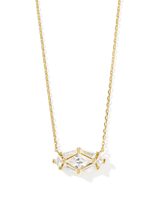 Lindy Rae Elisa Short Pendant Necklace Gold White Crystal