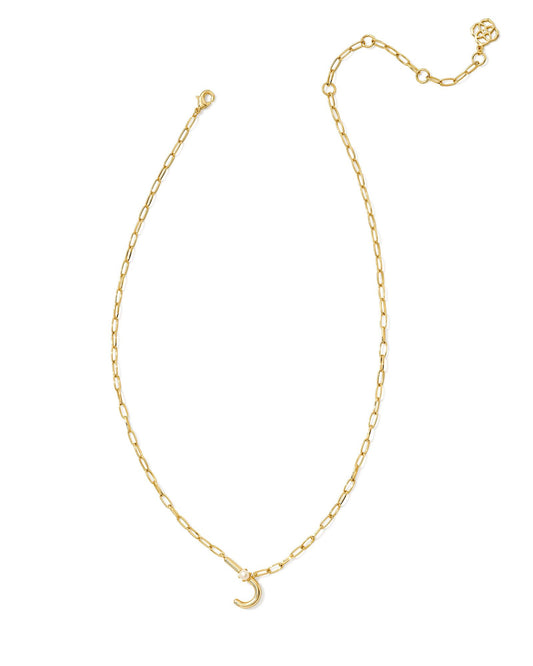 Pearl Letter J Short Pendant Necklace - Gold