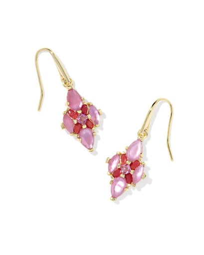 Abbie Crystal Drop Earrings - Gold Pink Mix