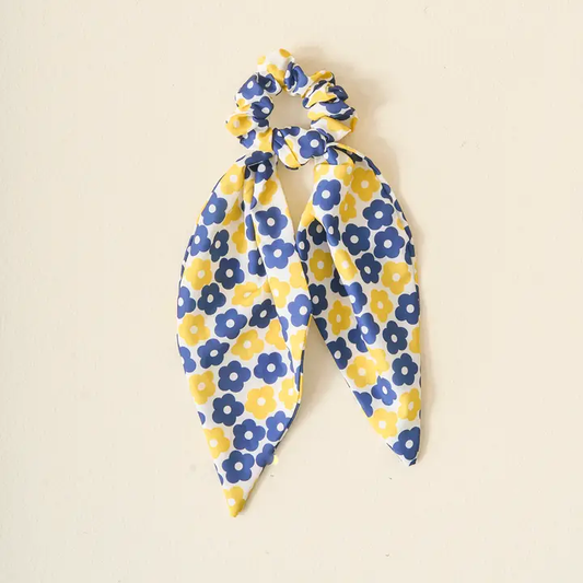 Floral Hair Scarf - Navy Yellow - Southern Belle Boutique