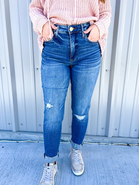High Rise Slim Girlfriend Jeans - Southern Belle Boutique