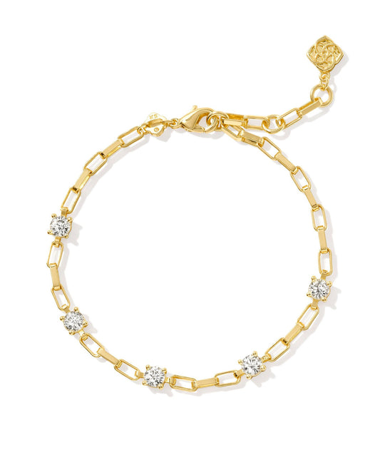 Lexi Chain Bracelet Gold White Crystal