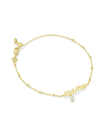 Mama Crystal Delicate Chain Bracelet Gold - Southern Belle Boutique