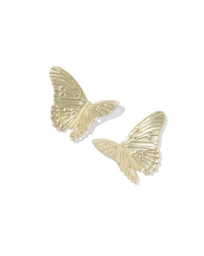 Cailey Butterfly Statement Stud Earrings - Gold - Southern Belle Boutique