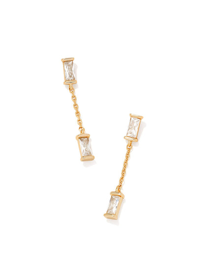 Juliette Drop Earrings - Gold White Crystal - Southern Belle Boutique
