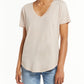 Kasey Modal V-Neck Tee - Oatmeal - Southern Belle Boutique