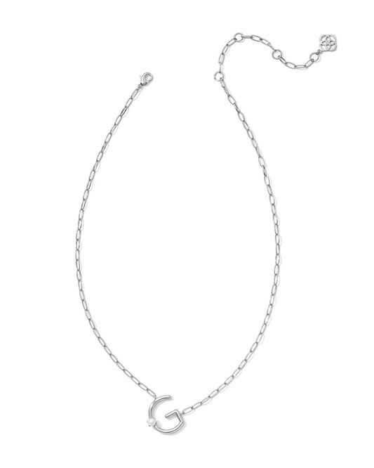 Pearl Letter G Short Pendant Necklace - Silver