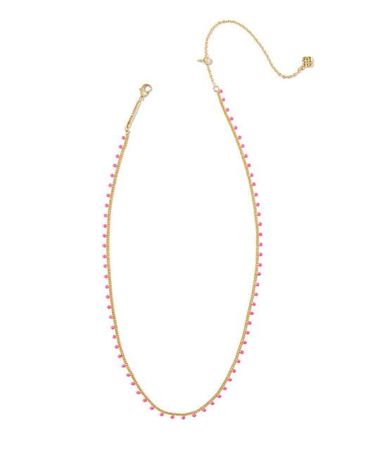 Kelsey Strand Necklace Gold Pink Enamel - Southern Belle Boutique