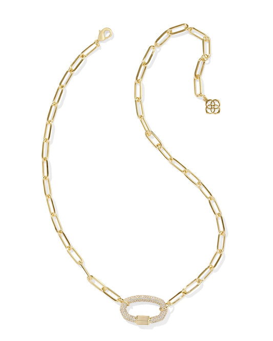 Emery Link And Chain Necklace - Gold White Crystal